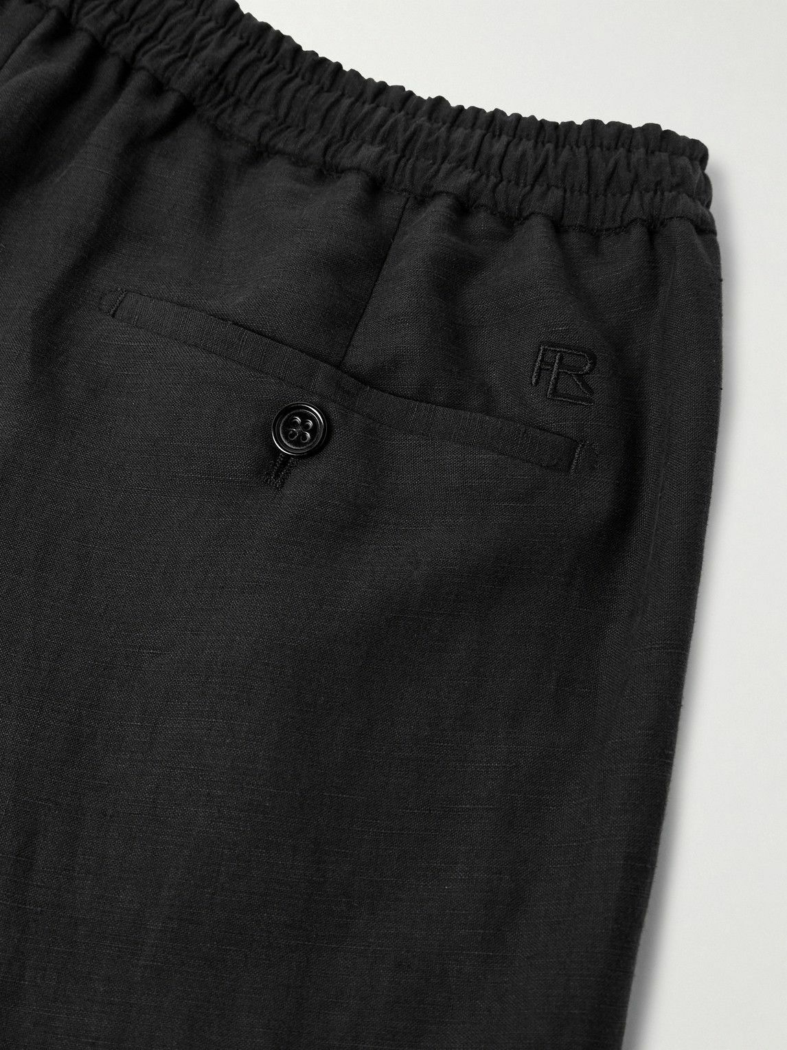 Ralph Lauren Purple label - Dorest Straight-Leg Pleated Silk and Linen-Blend Drawstring Shorts - Black