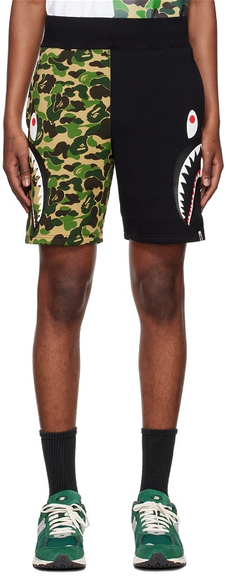 Photo: BAPE Black & Khaki ABC Camo Side Shark Shorts