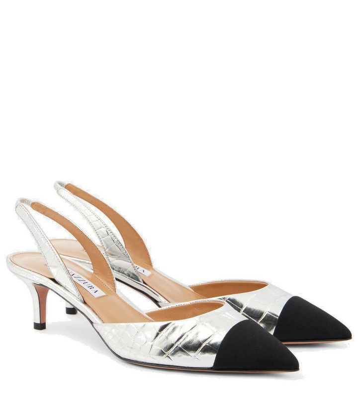 Photo: Aquazzura Milanese metallic leather slingback pumps