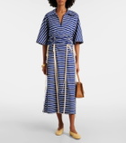 Plan C Striped cotton jersey midi dress