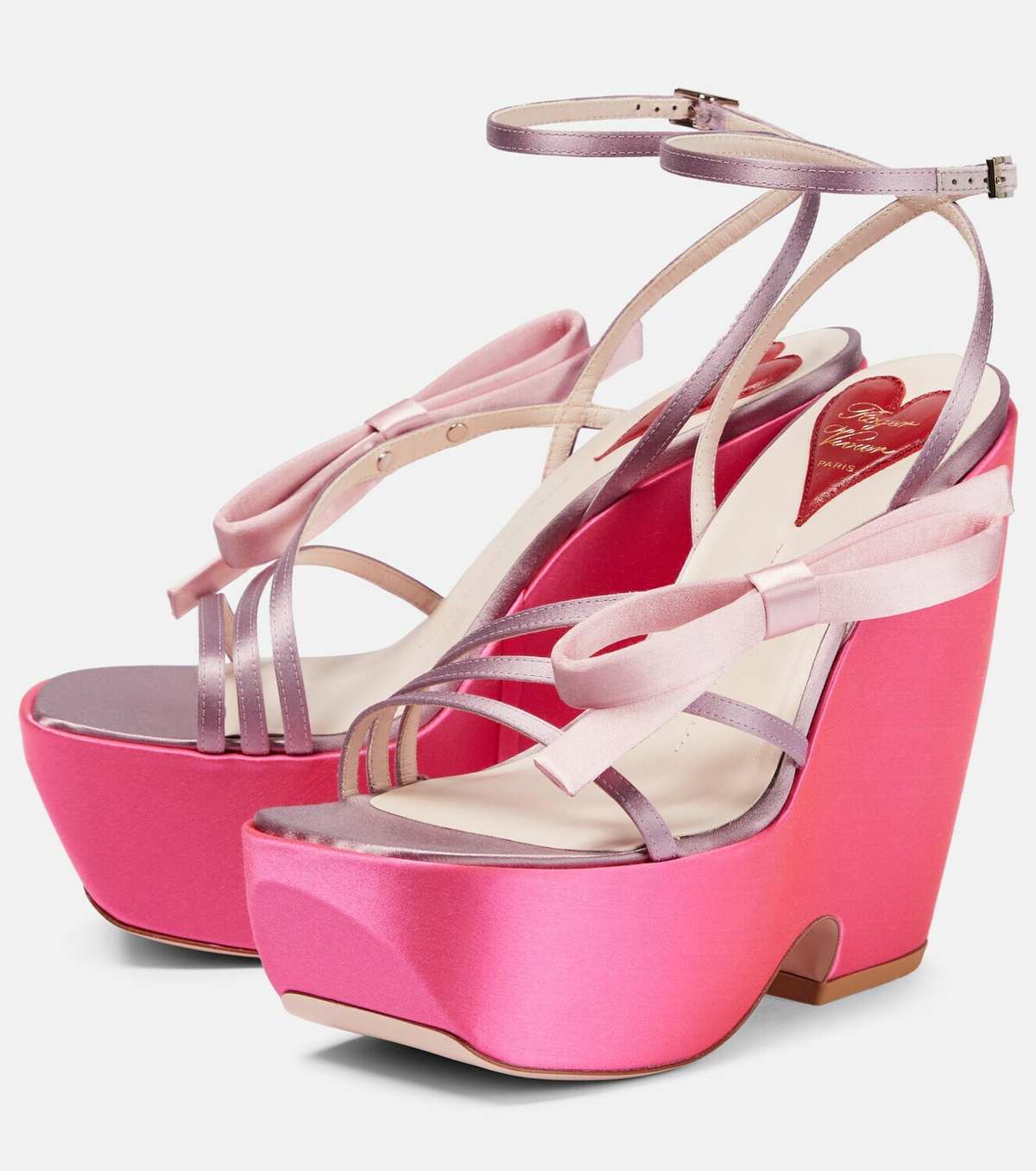 Roger Vivier◆Wedge サテンサンダル 100mm ピンク Wedge サテンサンダル 100mm - Roger Vivier - レディース