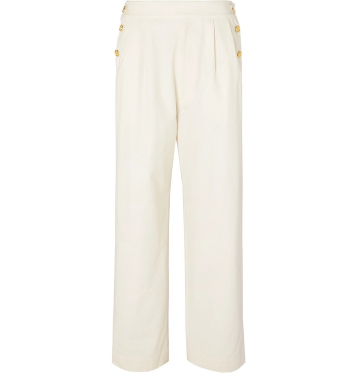 Photo: Gucci - Plaster Pleated Slub-Cotton Trousers - White