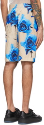 Paul Smith Blue & Beige Linen Monarch Rose Shorts