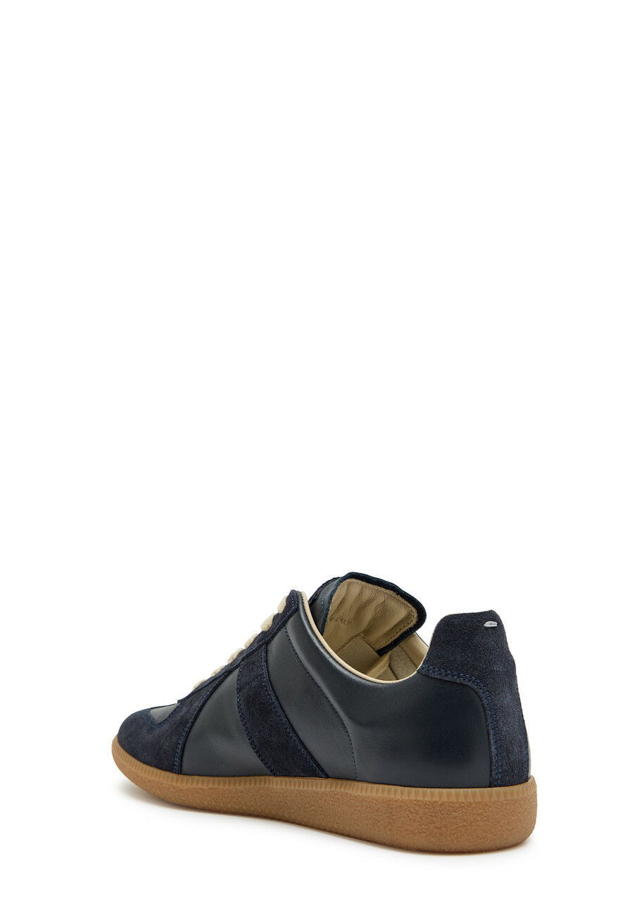 Maison Margiela Replica Panelled Leather Sneakers Navy