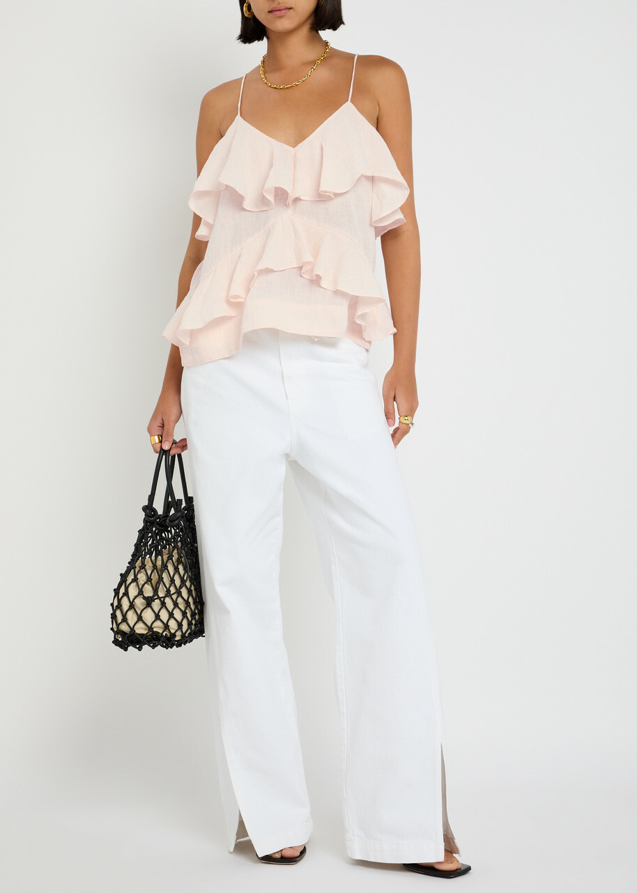 Skall Studio Benedicte Ruffled Linen top Light Pink
