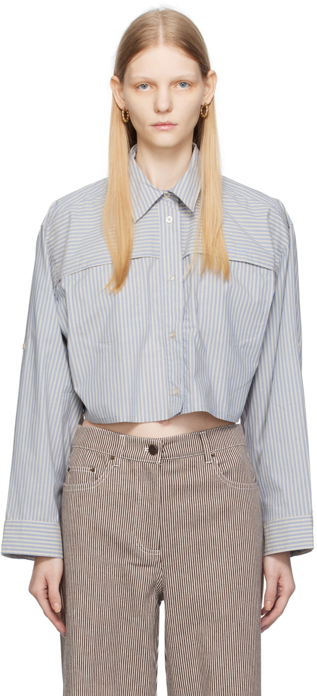 REMAIN Birger Christensen Blue Cropped Shirt REMAIN Birger Christensen