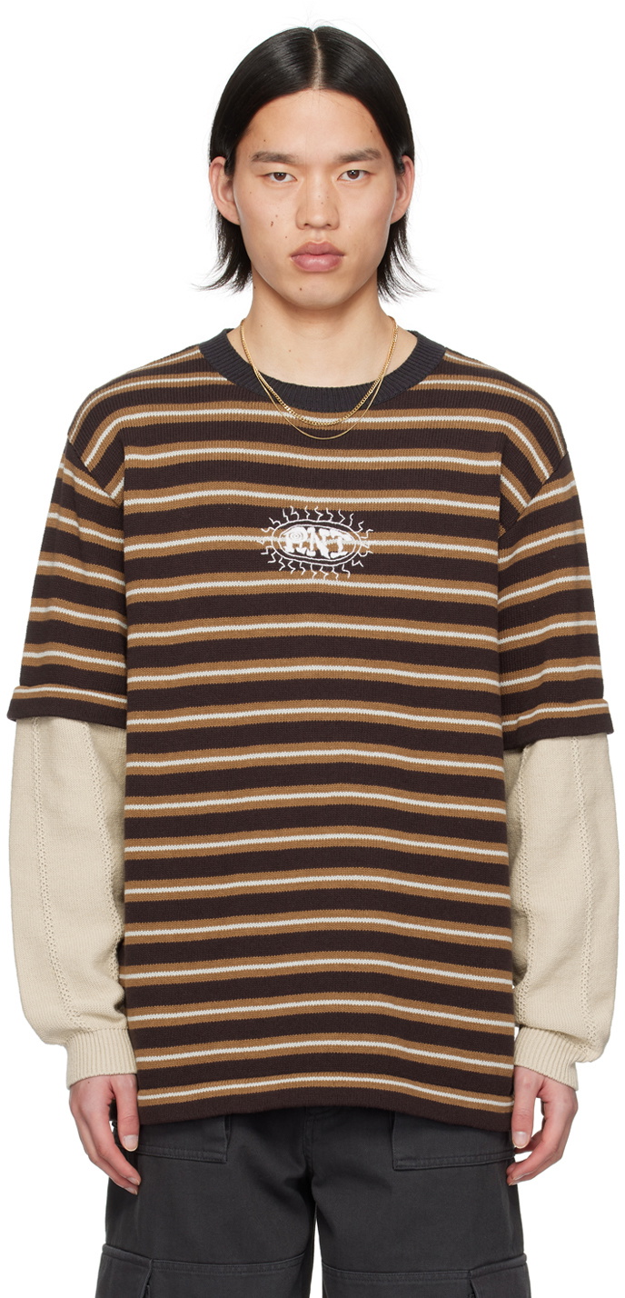 RICE NINE TEN Brown Layered Long Sleeve T-Shirt