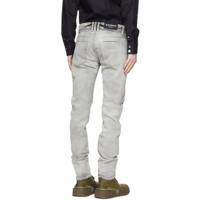 Balmain Grey Slim Six-Pocket Jeans Balmain
