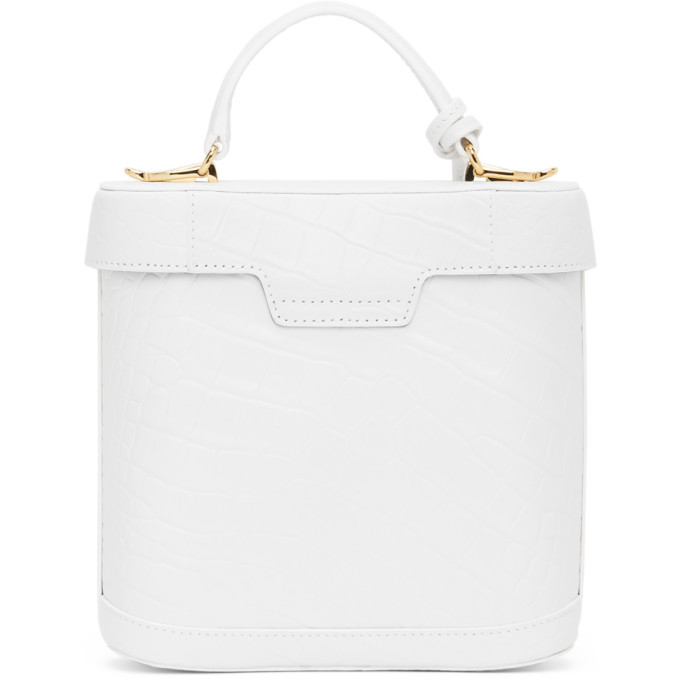 Mark Cross White Croc Benchley Top Handle Bag