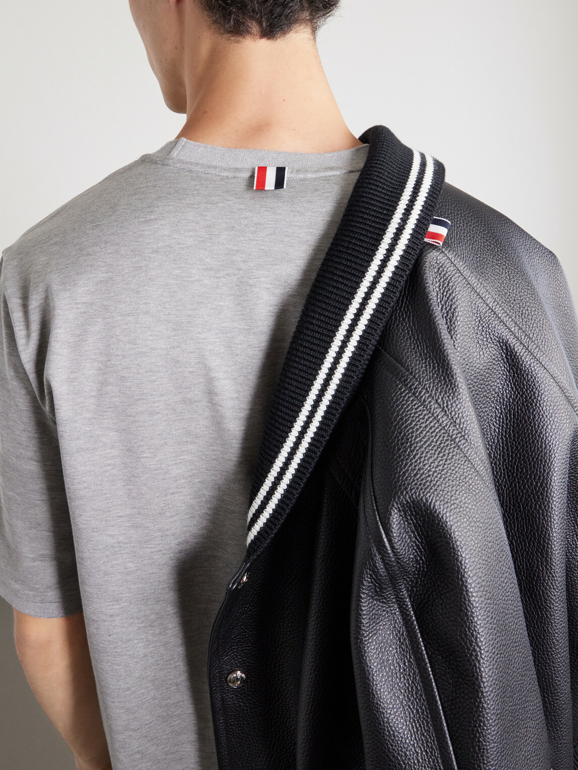 Thom Browne - Logo-Appliquéd Striped Cotton-Jersey T-Shirt - Gray