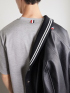 Thom Browne - Logo-Appliquéd Striped Cotton-Jersey T-Shirt - Gray