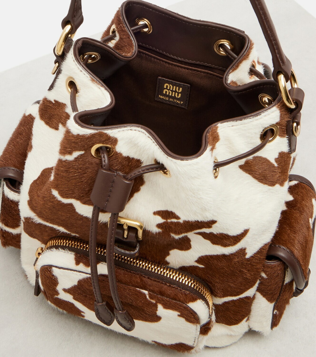 Miu Miu Cow-print calf hair backpack