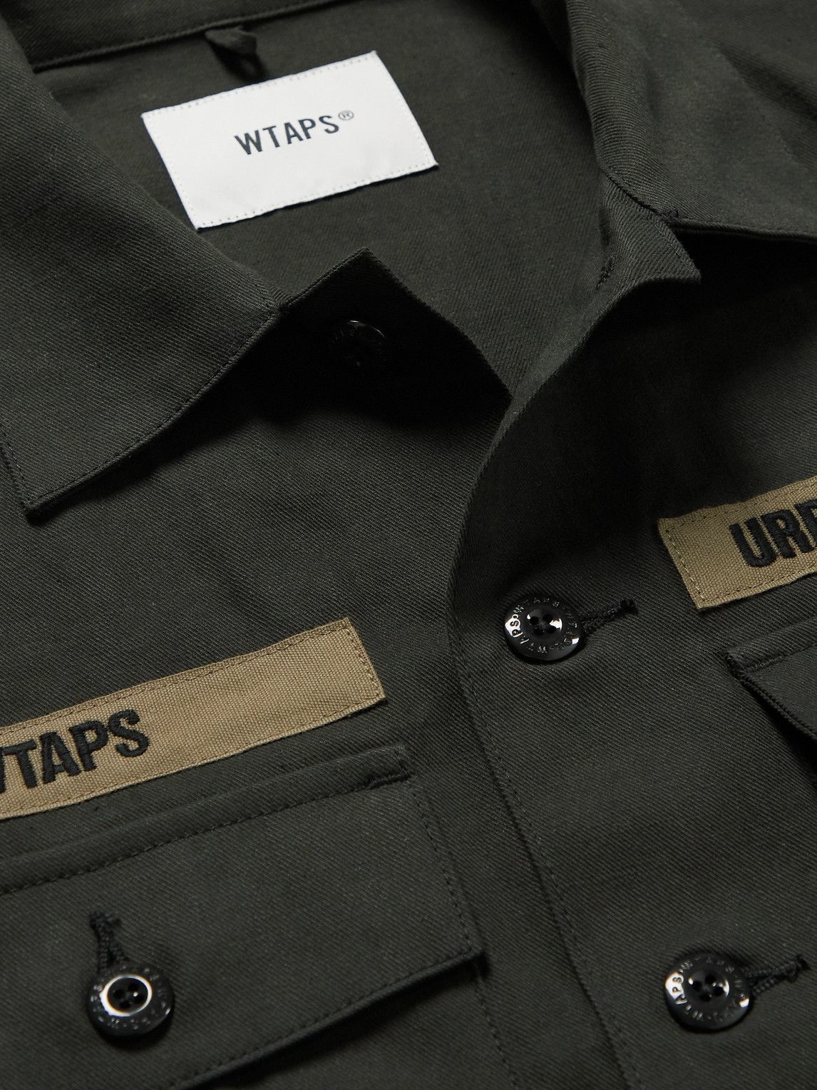 WTAPS - Buds Logo-Appliquéd Cotton-Twill Overshirt - Black WTAPS