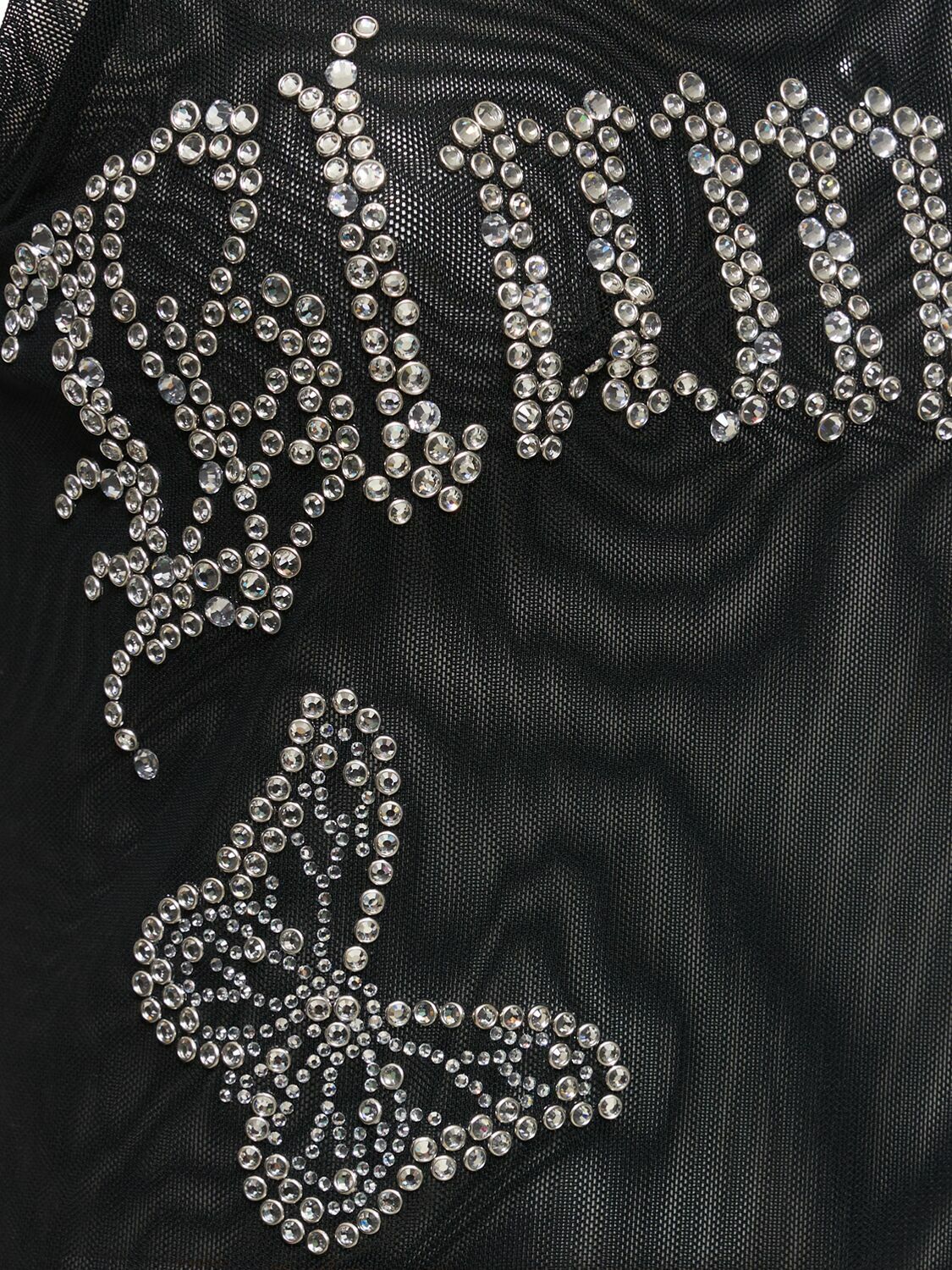 BLUMARINE - Crystal Logo Tulle Tank Top Blumarine