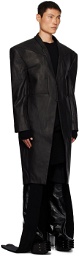 Rick Owens Black Edfu Leather Coat