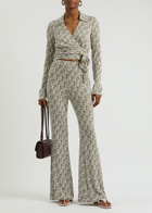 Diane Von Furstenberg Brooklyn Printed Jersey Trousers Khaki