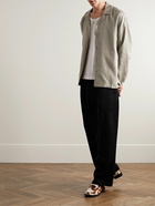 Saturdays NYC - Marco Zen Camp-Collar Lyocell and Linen-Blend Jacquard Shirt - Gray