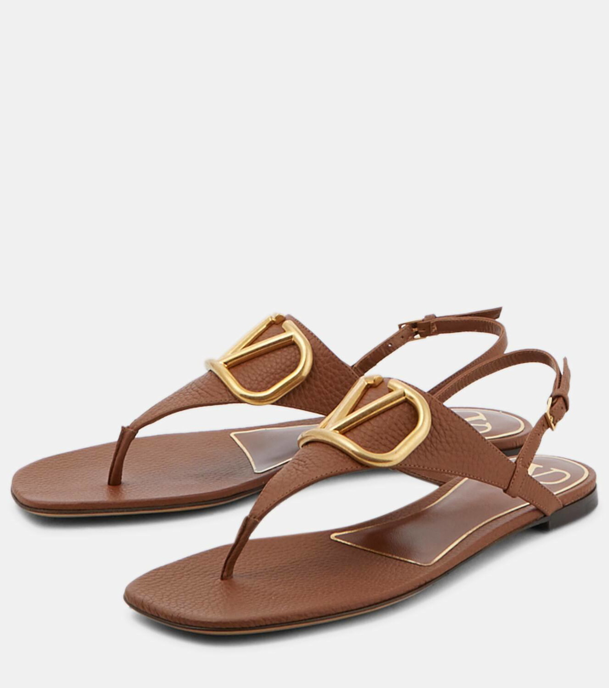 サンダル・ミュール Valentino Garavani Caramel Leather Vlogo Thong Valentino Garavani VLogo leather thong sandals Valentino
