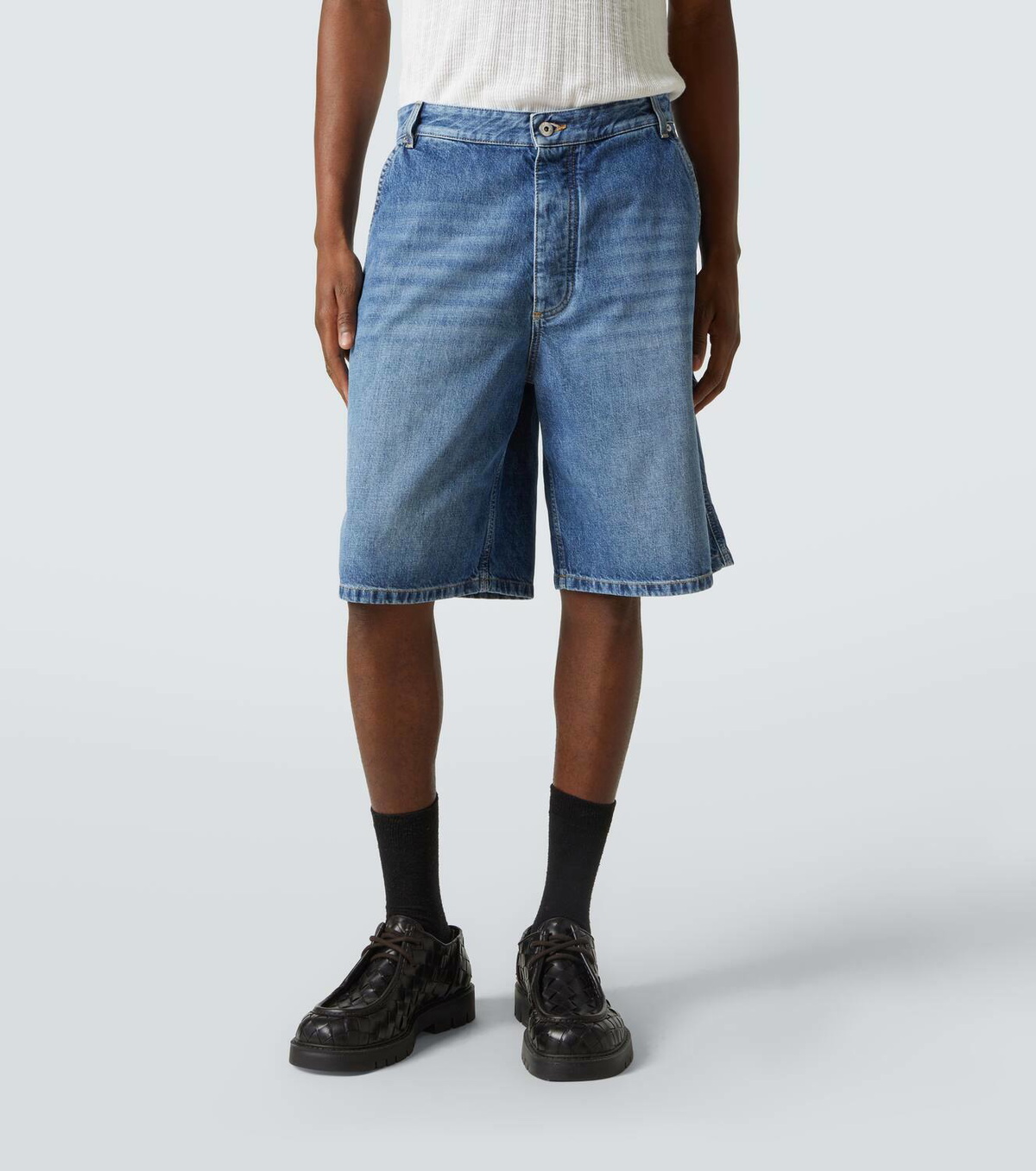 Bottega Veneta High-rise denim Bermuda shorts