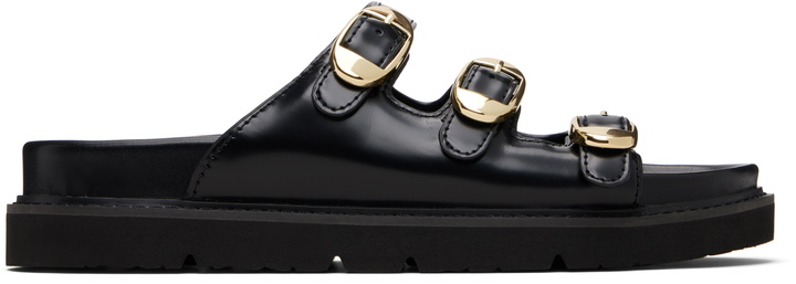 Photo: Marc Jacobs Black 'The Leather Kiki' Slide Sandals