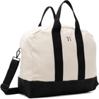 Y's Off-White & Black Canvas Combi Boston Tote