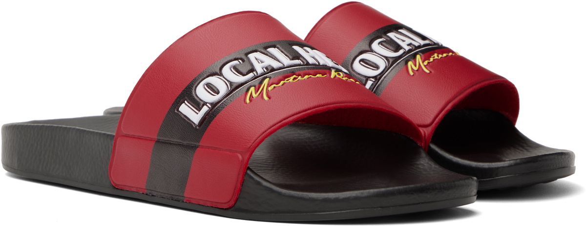 Martine Rose Black & Red 'Local Hero' Pool Slides