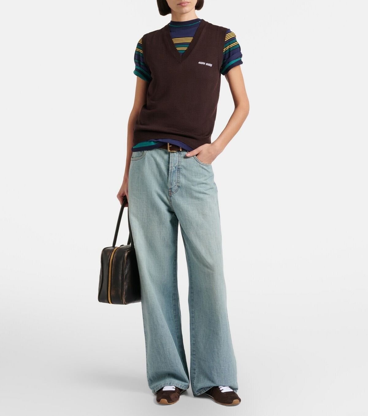Miu Miu Logo virgin wool sweater vest