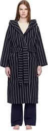 Tekla Black & White Terry Hooded Bathrobe