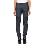 Balmain Blue Raw Denim Biker Jeans