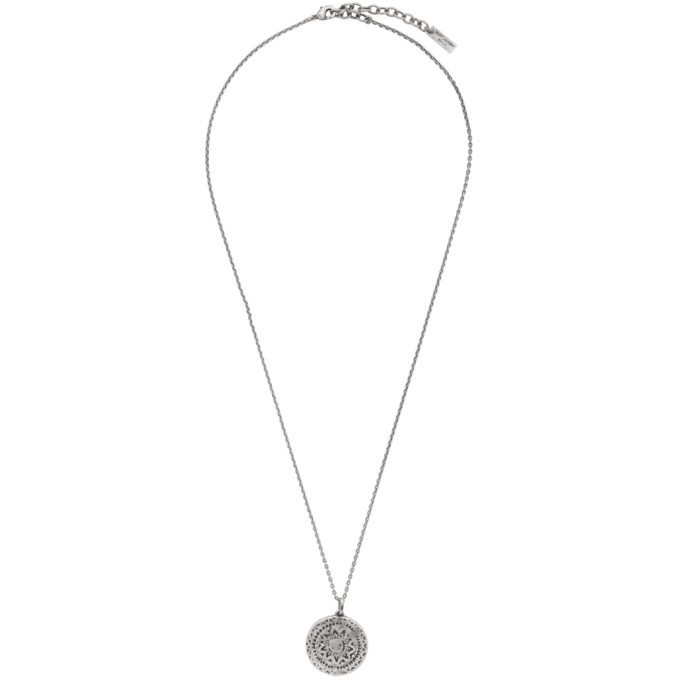 Photo: Saint Laurent Silver Medallion Pendant Necklace