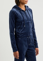 Juicy Couture Madison Hooded Velour Sweatshirt Dark Blue