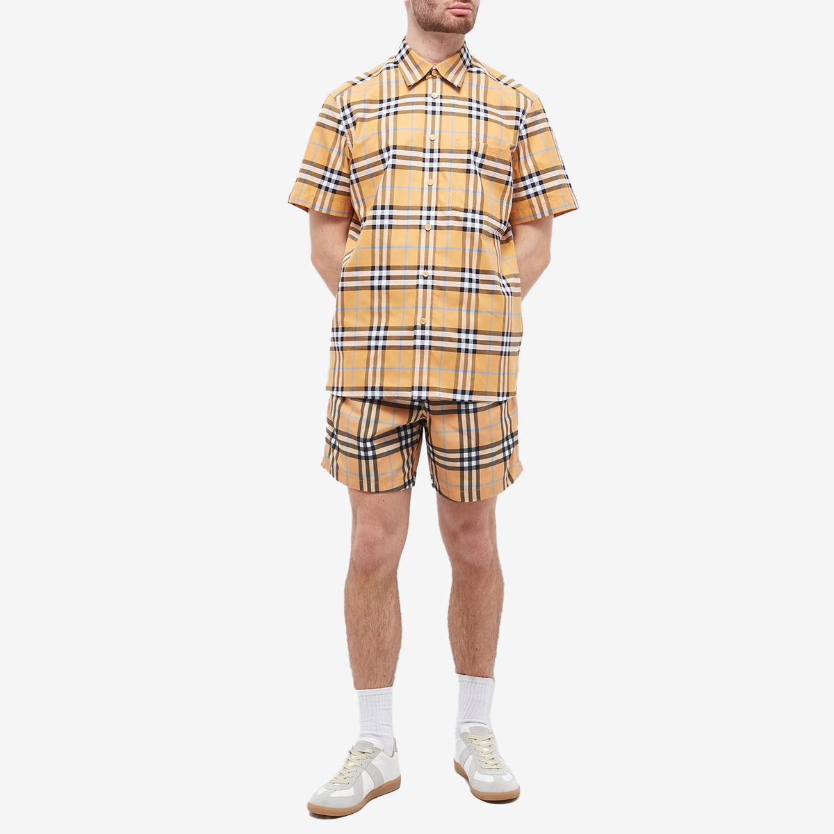 Burberry Men's Caxbridge Short Sleeve Check Shirt in Dusty