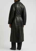 Rohe Belted Leather Trench Coat Black