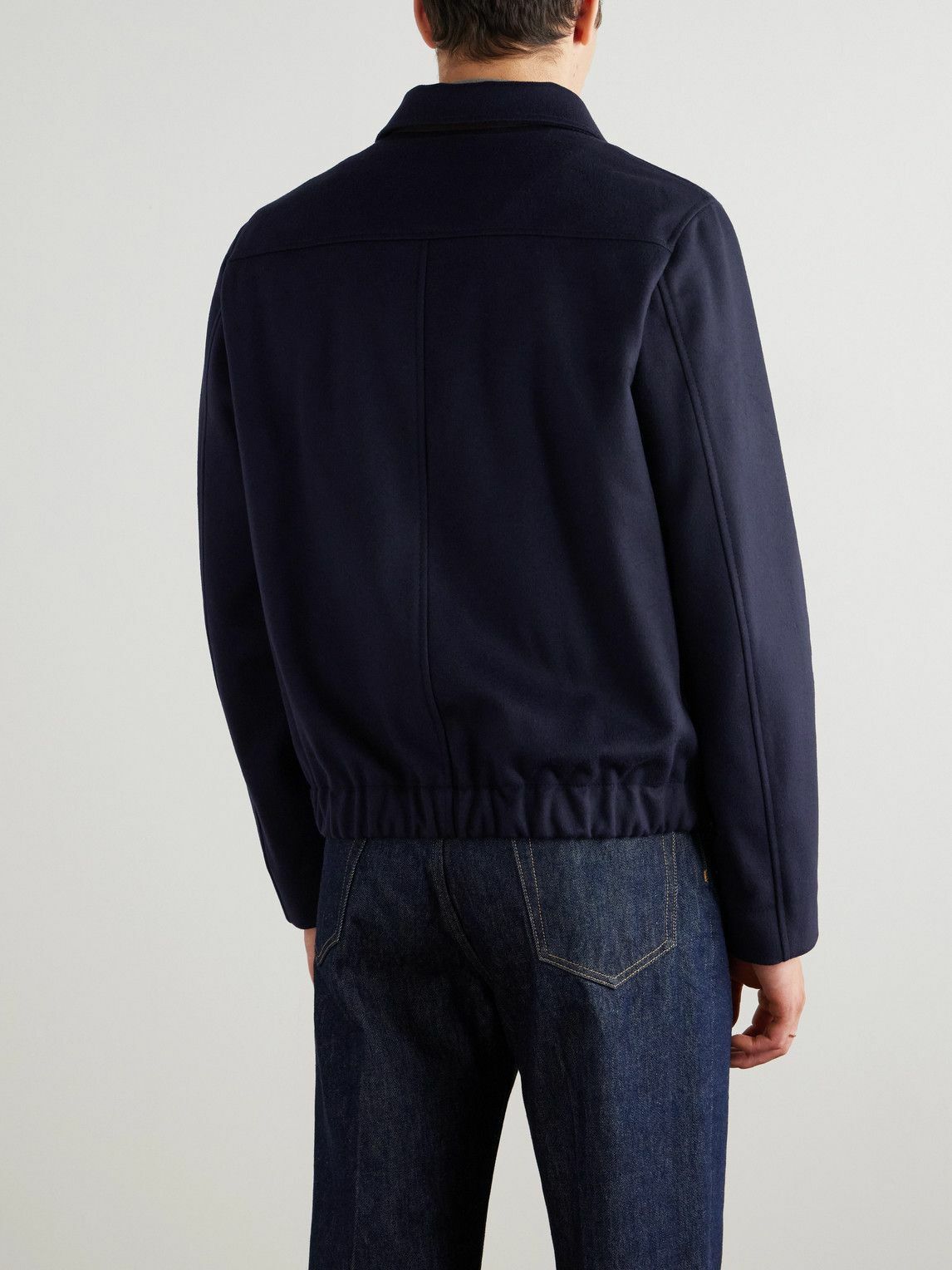 Incotex - Virgin Wool-Blend Bomber Jacket - Blue