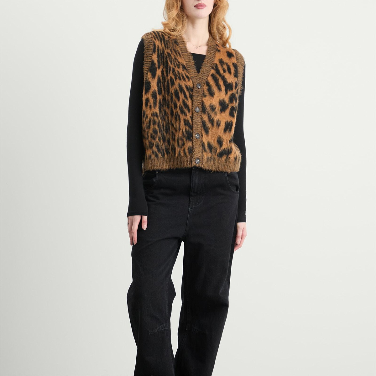 Aries Women's Brushed Leopard Vest in Brown