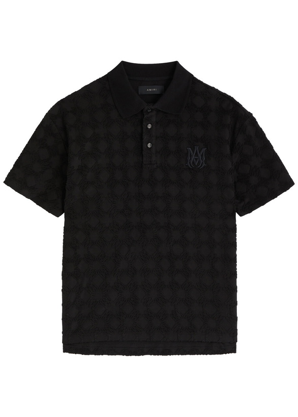 Photo: Amiri Ma Quad Jacquard Towelling Cotton-blend Polo Shirt Black
