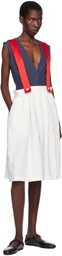 Comme des Garçons Girl White & Red Gabardine & Satin Midi Skirt