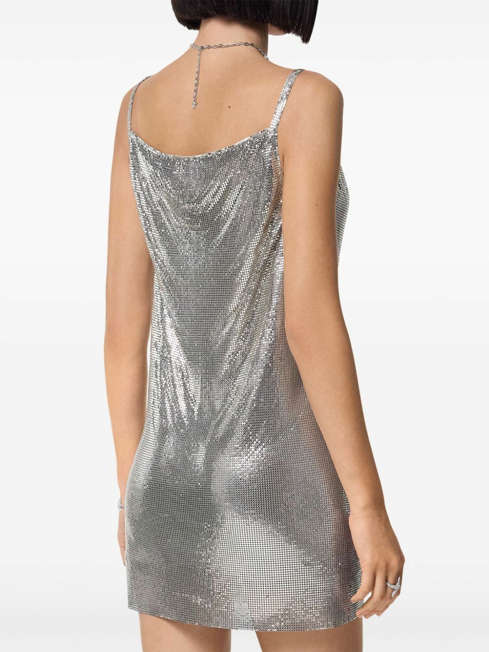 Versace Silver-Tone Metal Mesh Slip Mini Dress