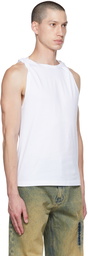 Y/Project White Twisted Shoulder Tank Top