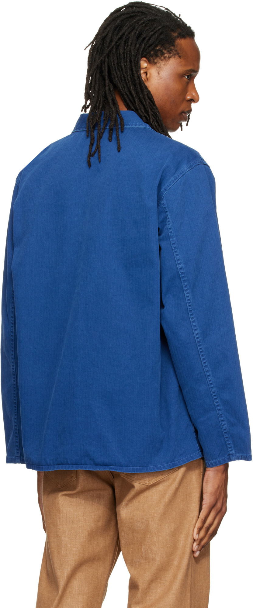 Nudie Jeans Blue Buddy Herringbone Chore Jacket