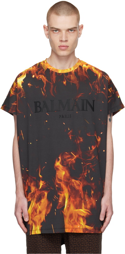 Photo: Balmain Black Printed T-Shirt