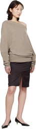 Cordera Taupe Merino Wool Off-Shoulder Sweater