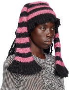 Chopova Lowena Black & Pink Striped Beanie