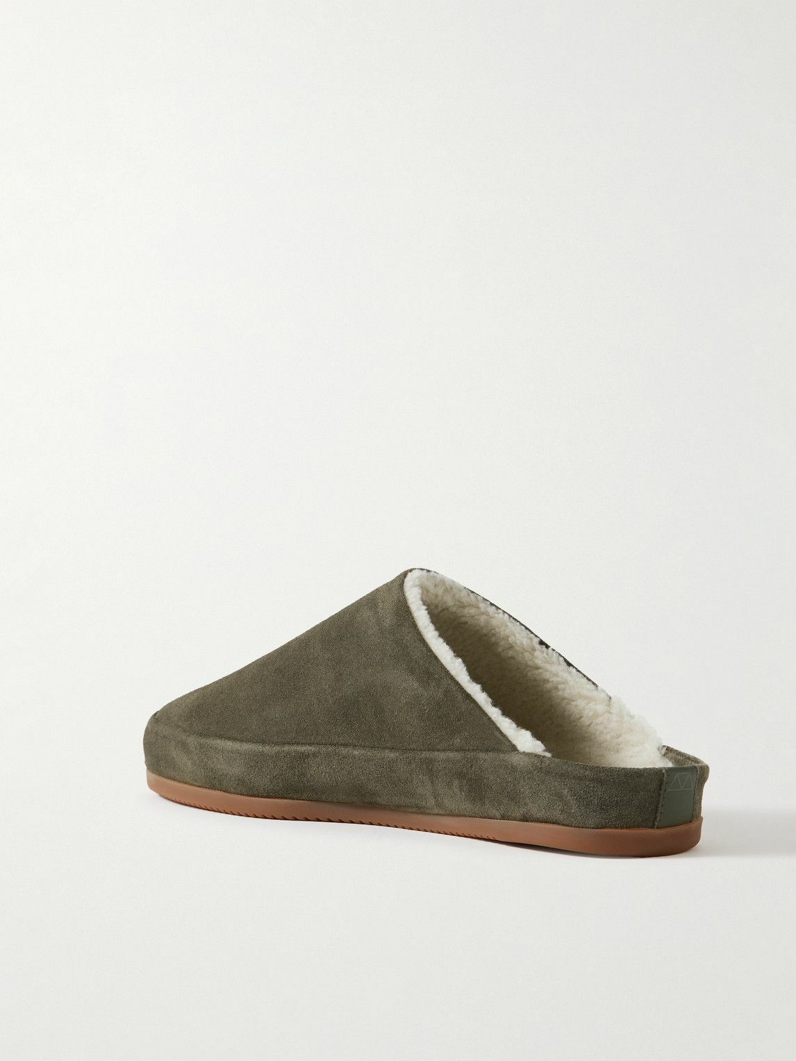 Mulo - Shearling-Lined Suede Slippers - Green