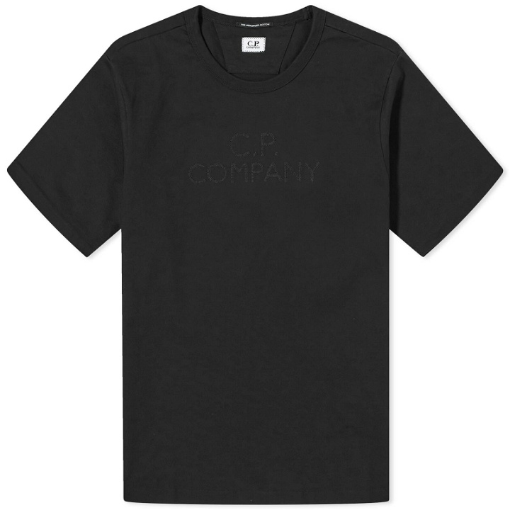 Photo: C.P. Company Men's 30/2 Mercerized Jersey Twisted Logo T-Shirt in Black