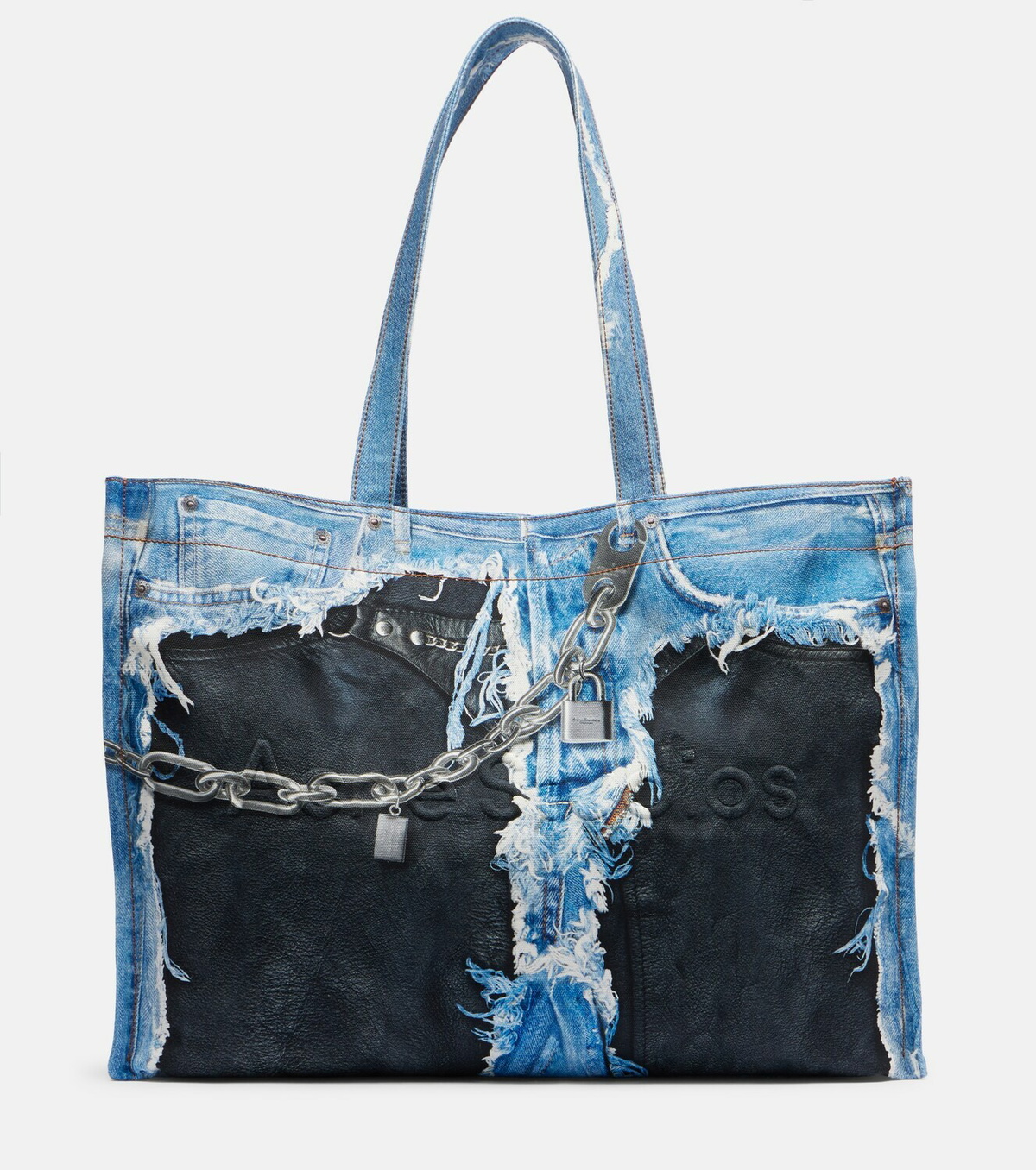 Acne Studios Trompe-l'oeil denim tote bag