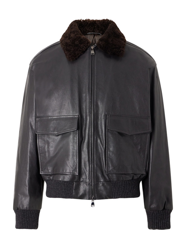 Photo: Valstar - Smith Shearling-Trimmed Full-Grain Leather Jacket - Black