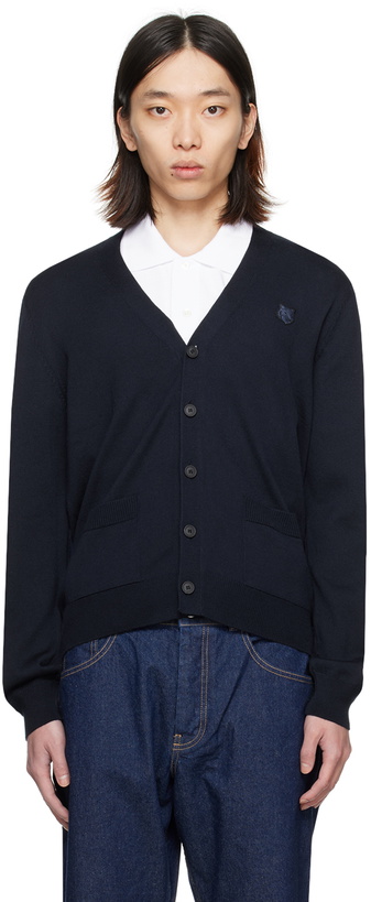 Photo: Maison Kitsuné Navy Bold Fox Head Cardigan