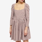 Sandy Liang Women's Kew Gingham Mini Dress in Latte Gingham