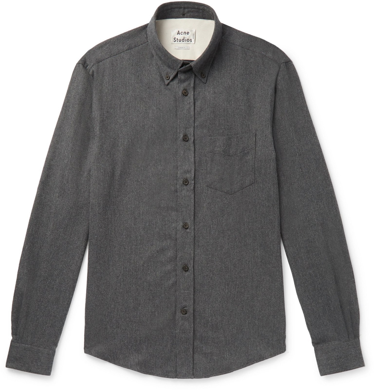 Acne Studios - Isherwood Button-Down Collar Cotton-Flannel Shirt - Gray ...